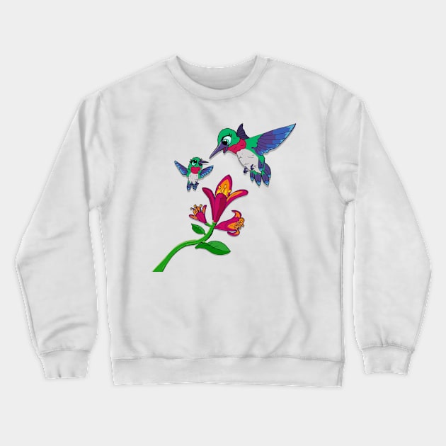 Hummingbird Mother and Daughter Crewneck Sweatshirt by CybertronixWolf